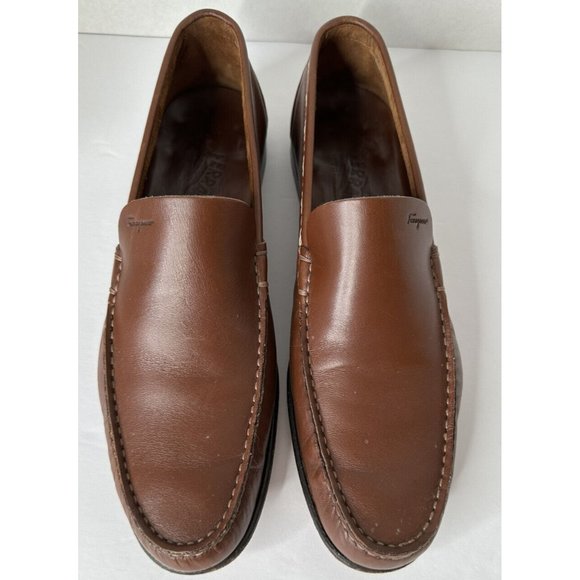 Salvatore Ferragamo Brown LeatherLoafers Sz 8 1/2 D Luxury